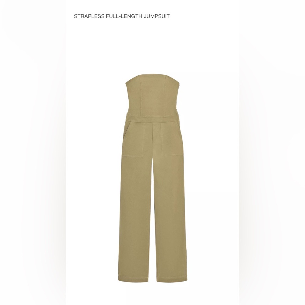 Zara Strapless Beige Jumpsuit